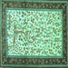 Square Animal Turquoise Traditional Rug, tr118turq