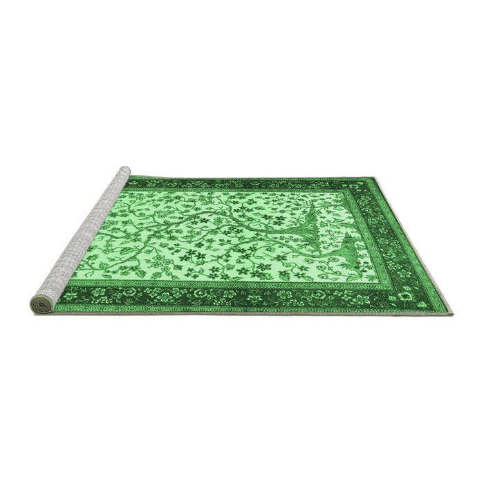 Sideview of Machine Washable Animal Emerald Green Traditional Area Rugs, wshtr118emgrn