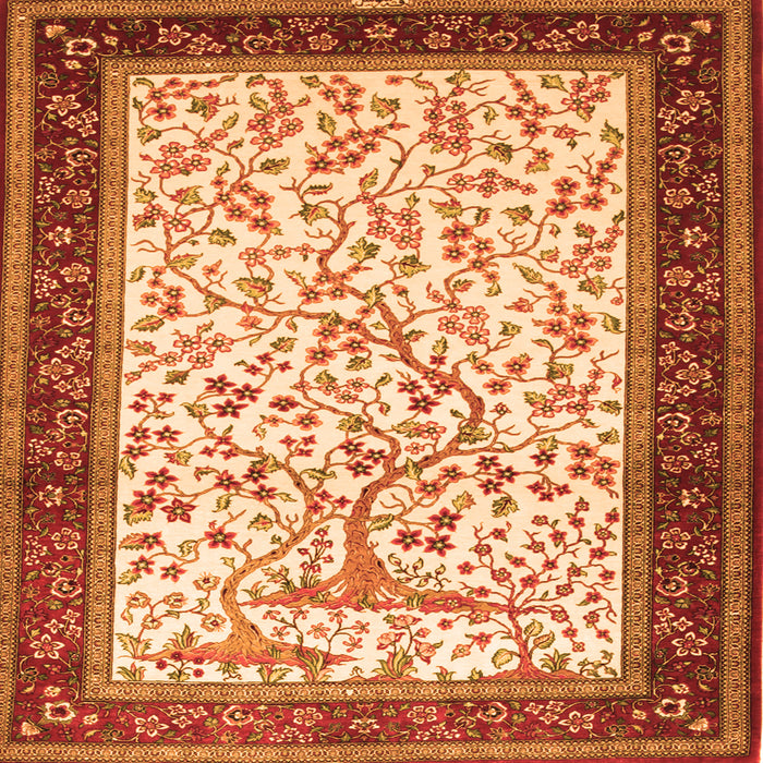 Round Machine Washable Animal Orange Traditional Area Rugs, wshtr118org
