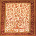 Round Machine Washable Animal Orange Traditional Area Rugs, wshtr118org