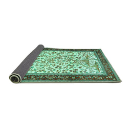 Sideview of Animal Turquoise Traditional Rug, tr118turq
