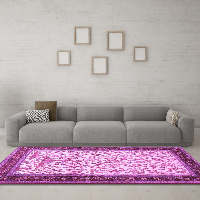 Machine Washable Animal Purple Traditional Area Rugs in a Living Room, wshtr118pur