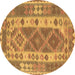 Round Persian Brown Traditional Rug, tr1190brn