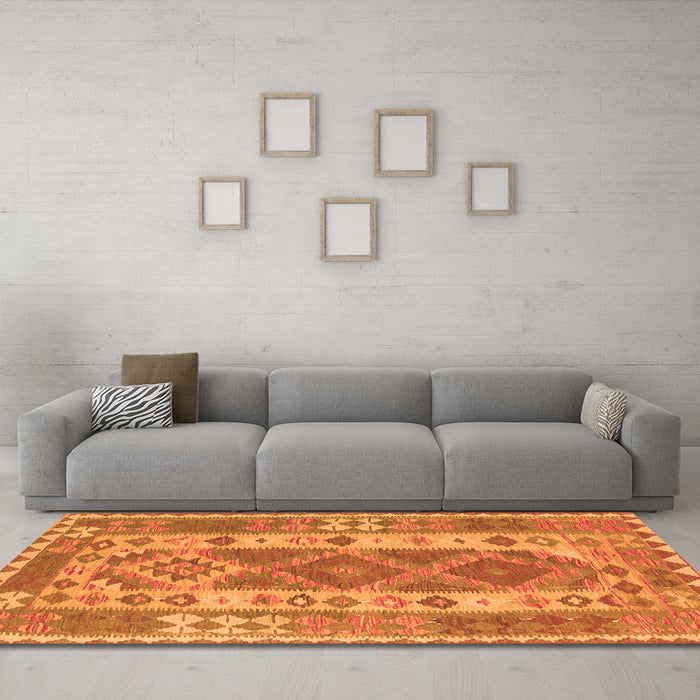 Machine Washable Persian Orange Traditional Area Rugs in a Living Room, wshtr1190org