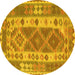 Round Persian Yellow Traditional Rug, tr1190yw