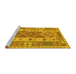 Sideview of Machine Washable Persian Yellow Traditional Rug, wshtr1190yw