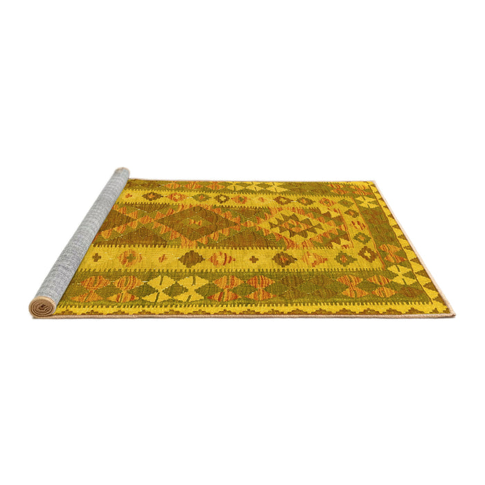 Sideview of Machine Washable Persian Yellow Traditional Rug, wshtr1190yw