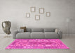 Machine Washable Persian Pink Traditional Rug in a Living Room, wshtr1190pnk