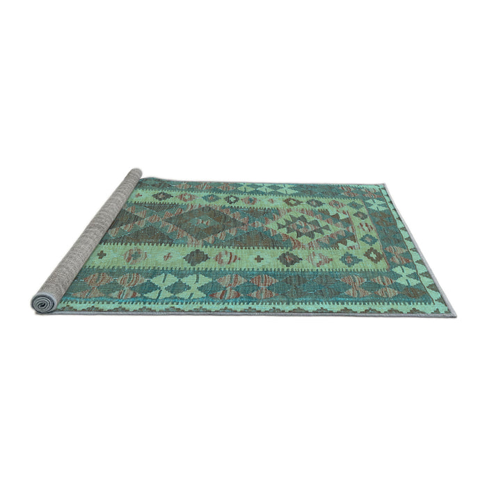 Sideview of Machine Washable Persian Light Blue Traditional Rug, wshtr1190lblu