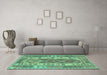 Machine Washable Persian Turquoise Traditional Area Rugs in a Living Room,, wshtr1190turq