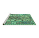 Sideview of Machine Washable Persian Turquoise Traditional Area Rugs, wshtr1190turq