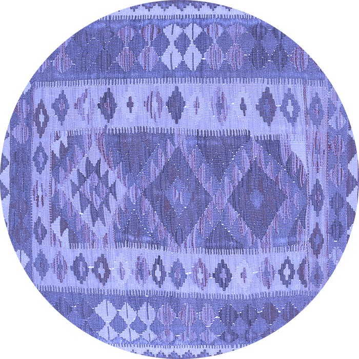 Round Machine Washable Persian Blue Traditional Rug, wshtr1190blu