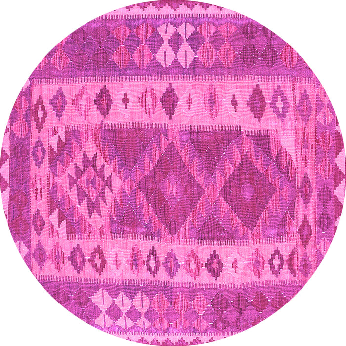 Round Machine Washable Persian Pink Traditional Rug, wshtr1190pnk