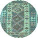 Round Machine Washable Persian Light Blue Traditional Rug, wshtr1190lblu