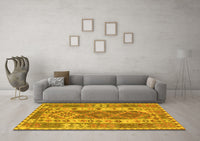 Machine Washable Persian Yellow Traditional Rug, wshtr1190yw