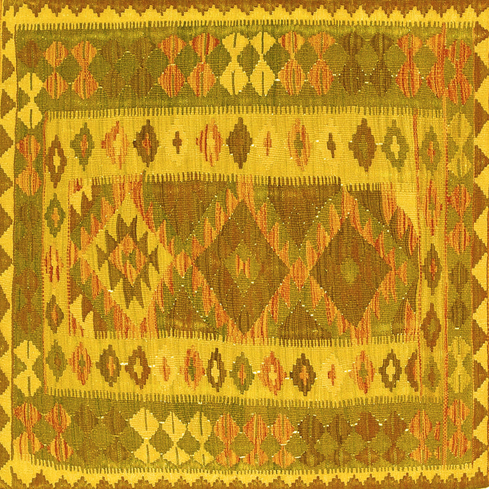 Square Machine Washable Persian Yellow Traditional Rug, wshtr1190yw