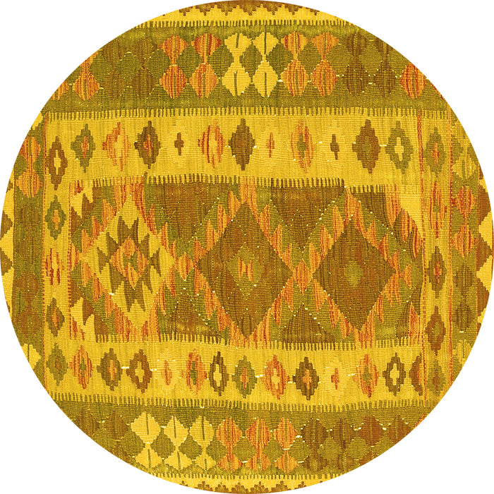 Round Machine Washable Persian Yellow Traditional Rug, wshtr1190yw