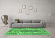 Machine Washable Persian Emerald Green Traditional Area Rugs in a Living Room,, wshtr1190emgrn