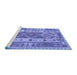 Sideview of Machine Washable Persian Blue Traditional Rug, wshtr1190blu