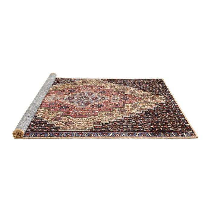 Sideview of Machine Washable Traditional Sepia Brown Rug, wshtr1191