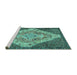 Sideview of Machine Washable Medallion Turquoise Traditional Area Rugs, wshtr1191turq