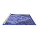 Sideview of Machine Washable Medallion Blue Traditional Rug, wshtr1191blu