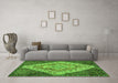 Machine Washable Medallion Green Traditional Area Rugs in a Living Room,, wshtr1191grn