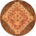 Machine Washable Medallion Orange Traditional Area Rugs, wshtr1191org