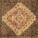 Square Machine Washable Medallion Brown Traditional Rug, wshtr1191brn