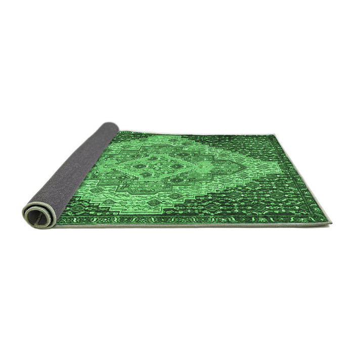 Sideview of Medallion Emerald Green Traditional Rug, tr1191emgrn