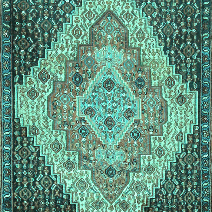 Machine Washable Medallion Turquoise Traditional Area Rugs, wshtr1191turq