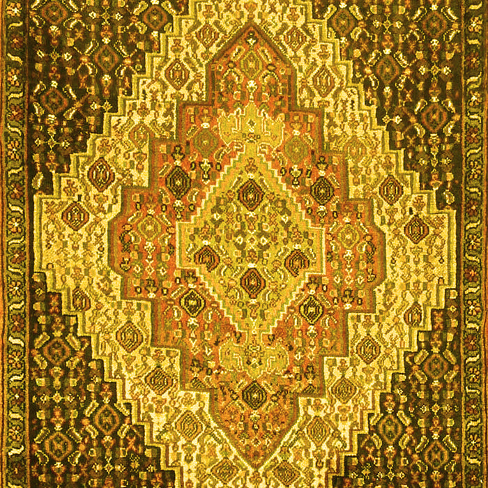 Machine Washable Medallion Yellow Traditional Rug, wshtr1191yw