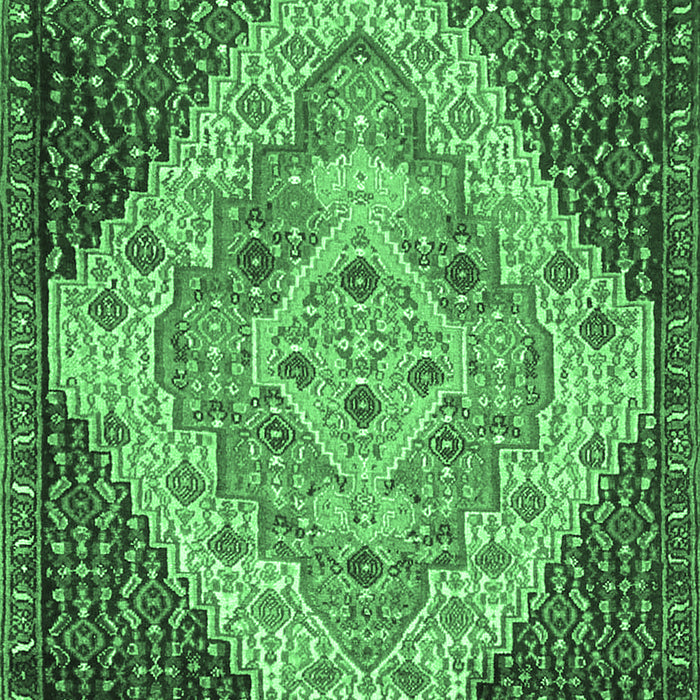 Machine Washable Medallion Emerald Green Traditional Area Rugs, wshtr1191emgrn