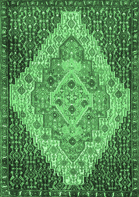 Medallion Emerald Green Traditional Rug, tr1191emgrn