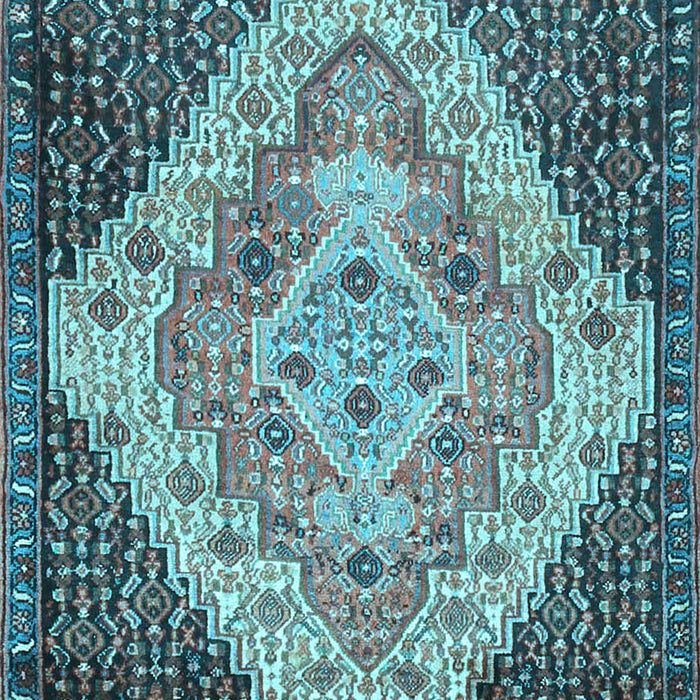 Machine Washable Medallion Light Blue Traditional Rug, wshtr1191lblu