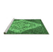 Sideview of Machine Washable Medallion Emerald Green Traditional Area Rugs, wshtr1191emgrn