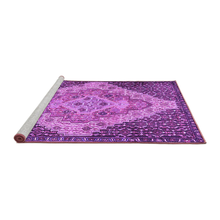 Sideview of Machine Washable Medallion Purple Traditional Area Rugs, wshtr1191pur