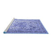 Sideview of Machine Washable Medallion Blue Traditional Rug, wshtr1192blu