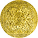 Round Medallion Yellow Traditional Rug, tr1192yw