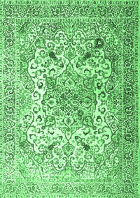 Medallion Emerald Green Traditional Rug, tr1192emgrn