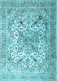 Medallion Light Blue Traditional Rug, tr1192lblu