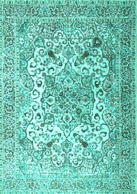 Medallion Turquoise Traditional Rug, tr1192turq