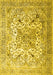 Machine Washable Medallion Yellow Traditional Rug, wshtr1192yw