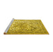 Sideview of Machine Washable Medallion Yellow Traditional Rug, wshtr1192yw