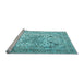 Sideview of Machine Washable Medallion Light Blue Traditional Rug, wshtr1192lblu