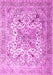 Machine Washable Medallion Pink Traditional Rug, wshtr1192pnk