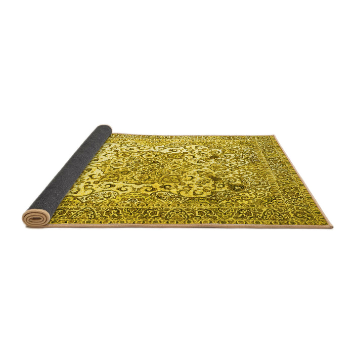 Sideview of Medallion Yellow Traditional Rug, tr1192yw