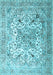 Machine Washable Medallion Light Blue Traditional Rug, wshtr1192lblu