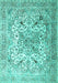 Machine Washable Medallion Turquoise Traditional Area Rugs, wshtr1192turq