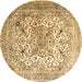 Round Medallion Brown Traditional Rug, tr1192brn